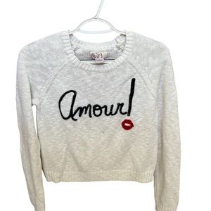 Juniors M SO white Pullover Sweater Long Sleeve Knit Blouse